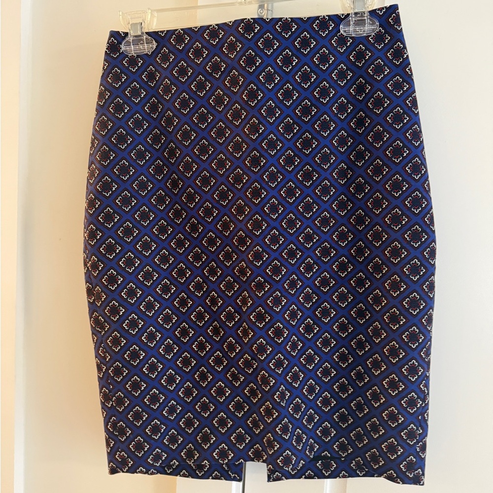 Express Navy Geometric Pencil Skirt